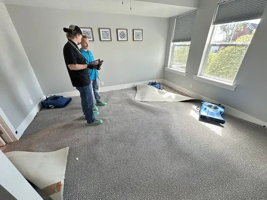 Lund Disaster Relief crew drying a water damaged home in north Utah County