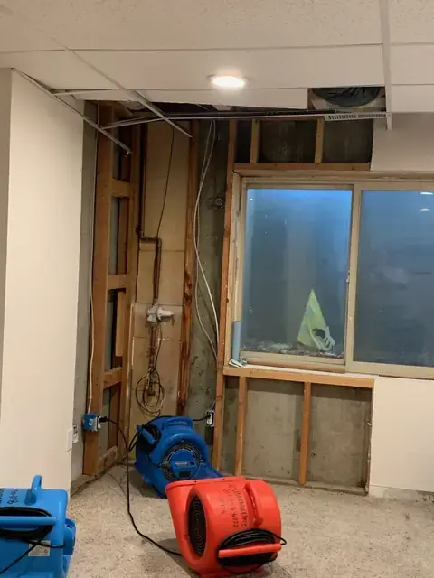 Flooring cleared for drying in a north Utah County home