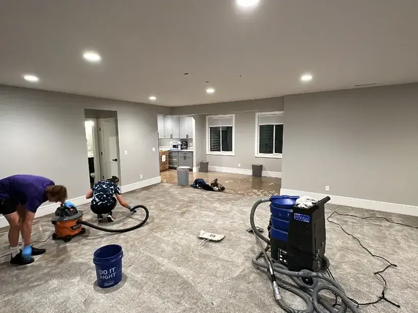 Flooded finished basement being pumped out in north Utah County
