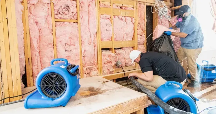 Drying equipment in an Alpine home after a burst pipe